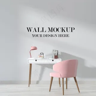 带家具的房间墙壁背景模型样机