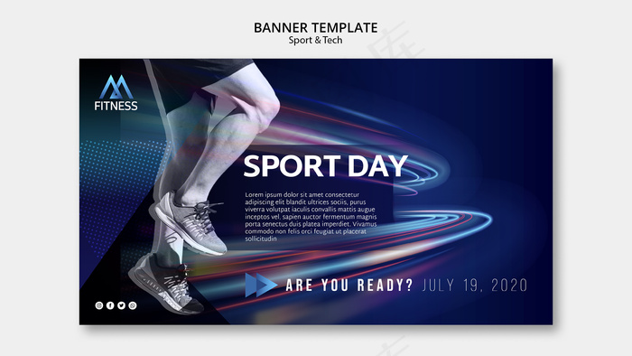 运动日横幅banner模板psd模版下载