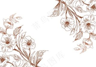 复古艺术背景花卉婚礼装饰素描