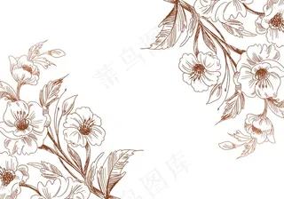 复古艺术背景花卉婚礼装饰素描