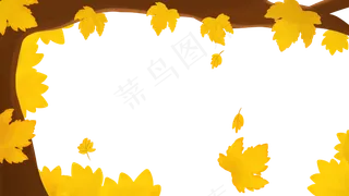 卡通手绘枫树树叶飘落装饰边框