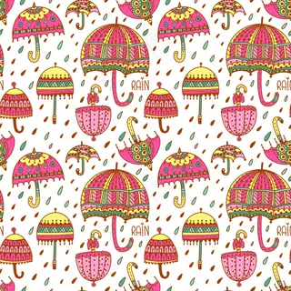 可爱雨伞无缝矢量图案