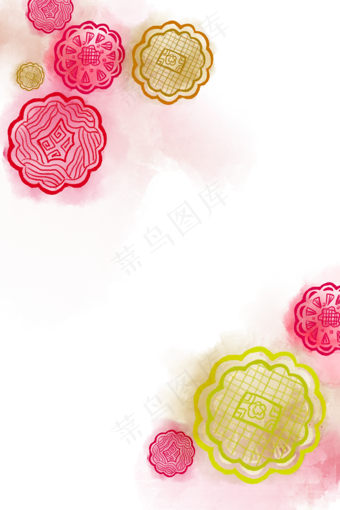 中秋线条月饼边框(2000X3000(DPI:300))psd模版下载