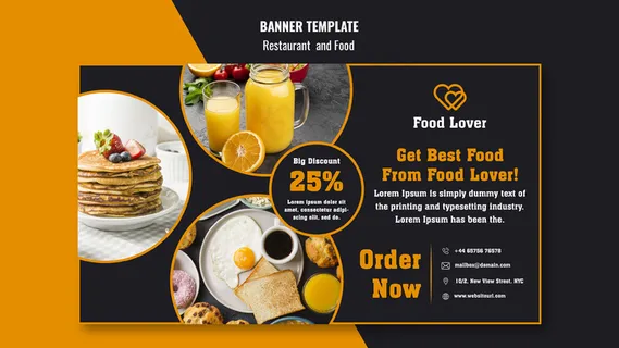 早餐餐厅现代横幅banner模板