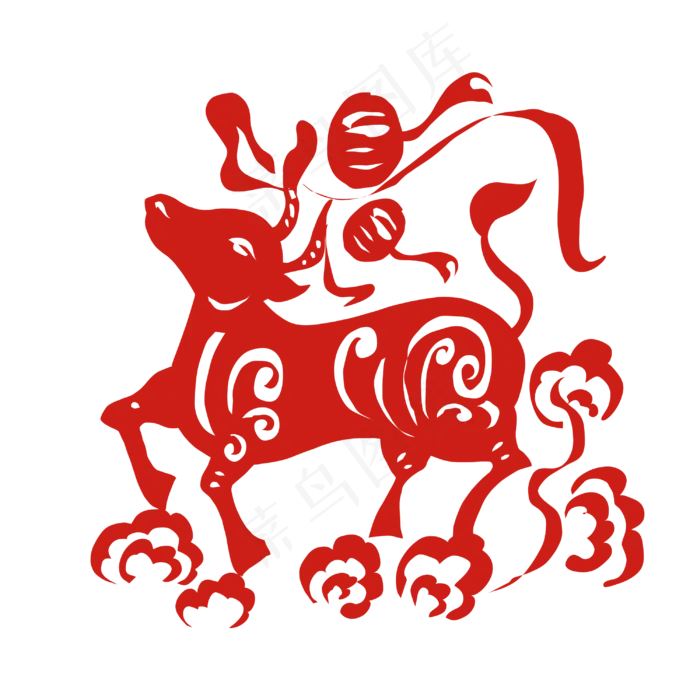 牛年窗花剪纸(3000X3000(DPI:300))psd模版下载