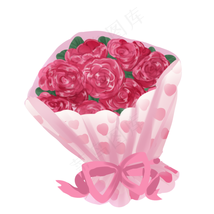 七夕主题玫瑰花卡通插画