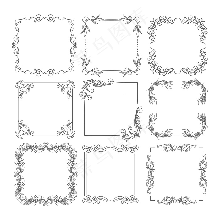 复古装饰框系列eps,ai矢量模版下载