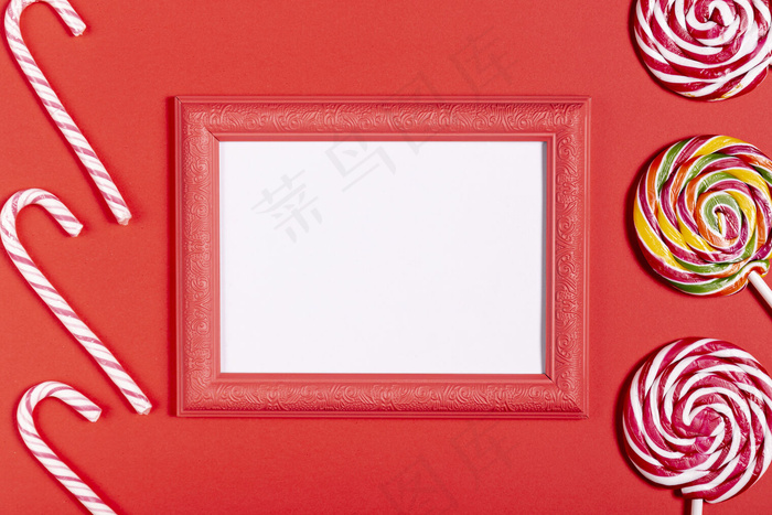 复古框架，空白和糖果