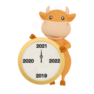 c4d时钟牛立体牛牛年