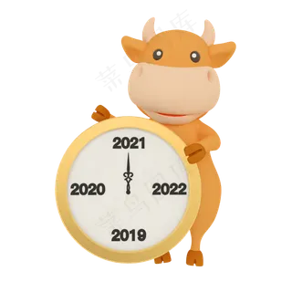 c4d时钟牛立体牛牛年