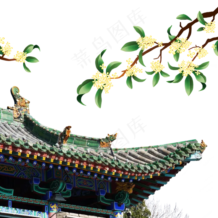 中秋桂花屋檐(2000X2000(DPI:72))psd模版下载