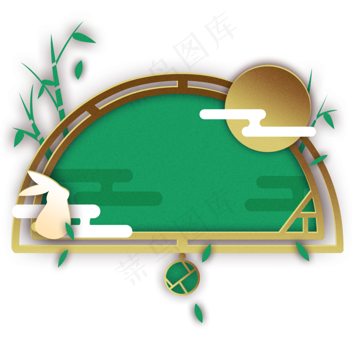 中式中秋竹林边框