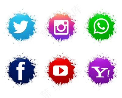 抽象水彩社交媒体图标集