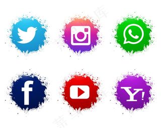 抽象水彩社交媒体图标集