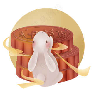 中国风中秋节兔子和月饼