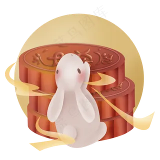 中国风中秋节兔子和月饼