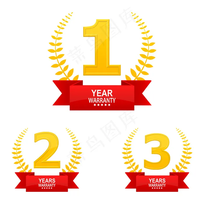 白色背景上的金色保修标志设计插图eps,ai矢量模版下载