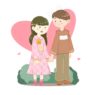 情人节情侣签收后卡通手绘