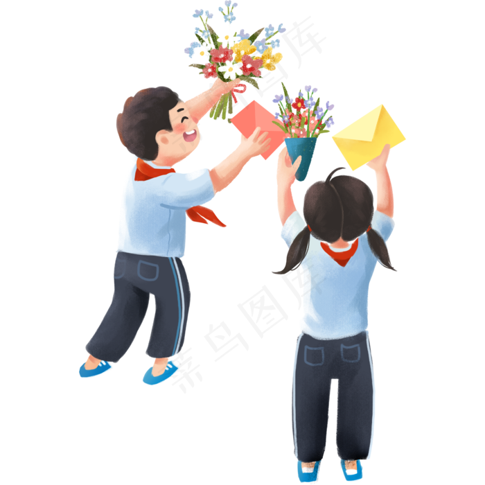 教师节拿花的学生