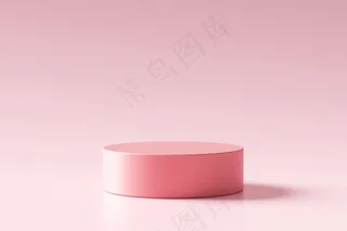 粉红色的产品展示台或展示台，简单的背景，圆柱架概念。粉红色工作室讲台或平台产品模板。3d渲染。