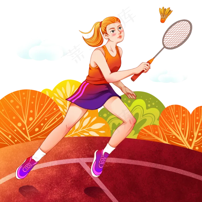 金色运动会羽毛球女孩(2000X2000(DPI:300))psd模版下载