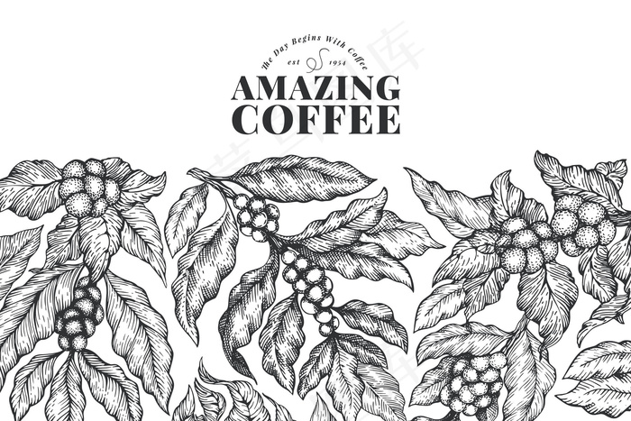 手绘咖啡横幅banner模板。