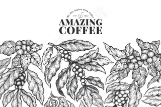 手绘咖啡横幅banner模板。