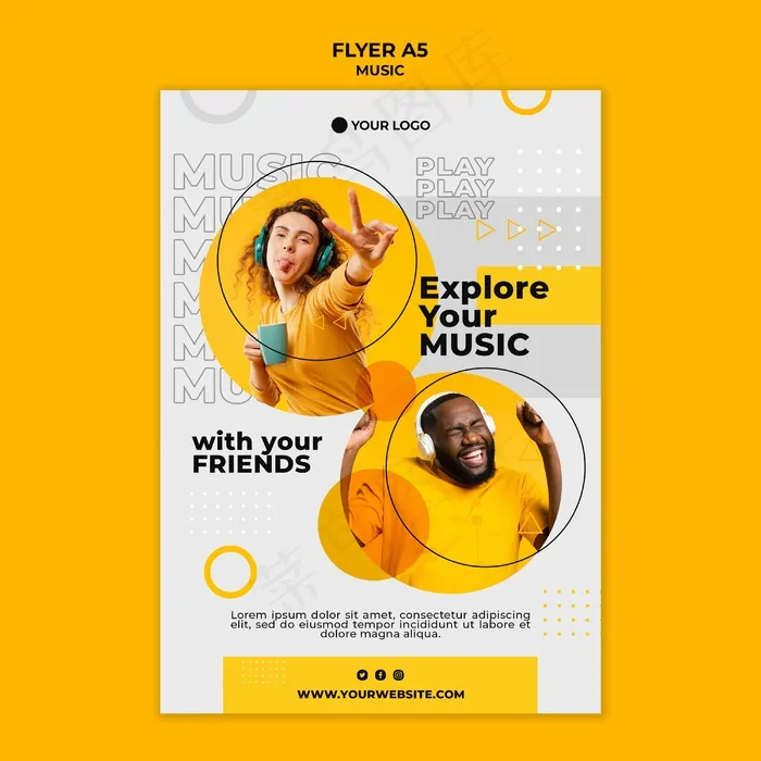 使用好友宣传单,DM传单模板浏览您的音乐psd模版下载
