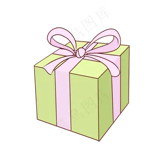 手绘绿色情人节七夕节卡通礼物盒