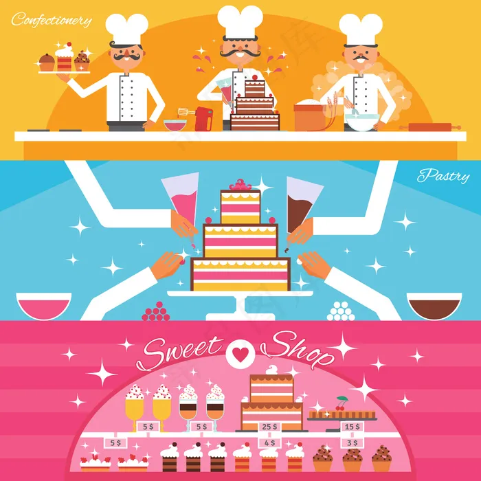 糖果横幅banner套装eps,ai矢量模版下载