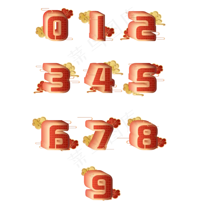 国潮跨年倒计时套图(2000*2000px 300 dpi )ai矢量模版下载