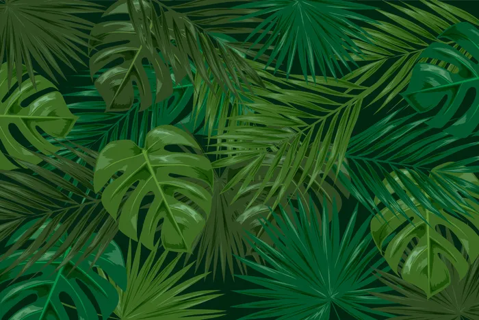 真实的深色热带树叶背景eps,ai矢量模版下载