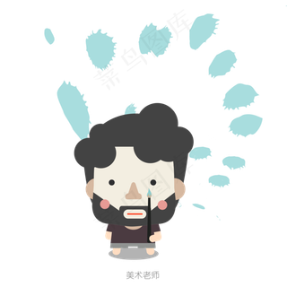 扁平化教师节美术老师卡通矢量图