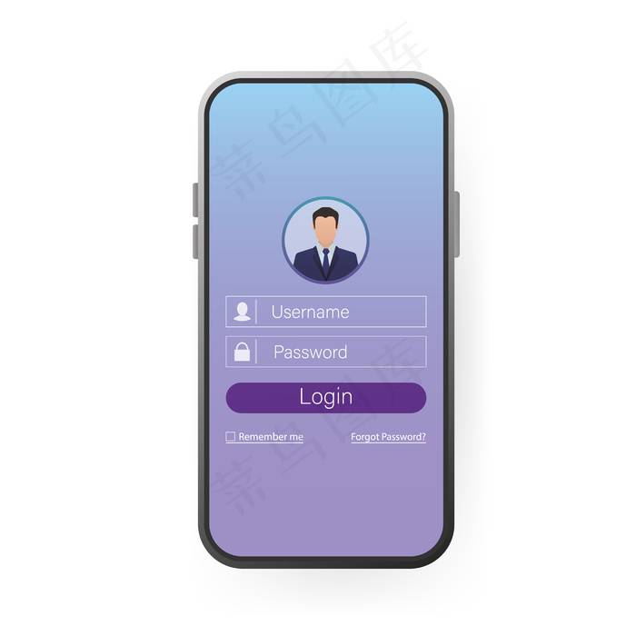 用户登录智能手机网站。应用程序app页用户界面。电话、手机、智能手机，。设备屏幕。商业图标。eps,ai矢量模版下载