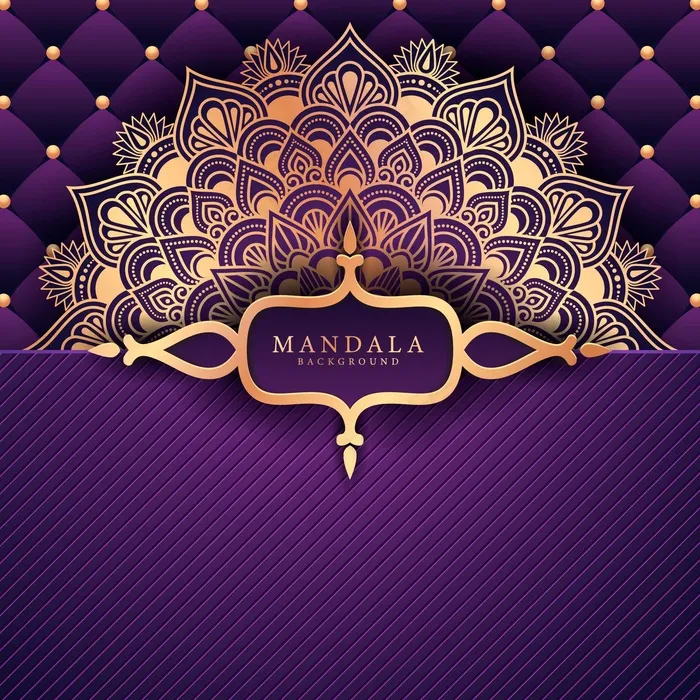 豪华曼荼罗背景，金色蔓藤花纹