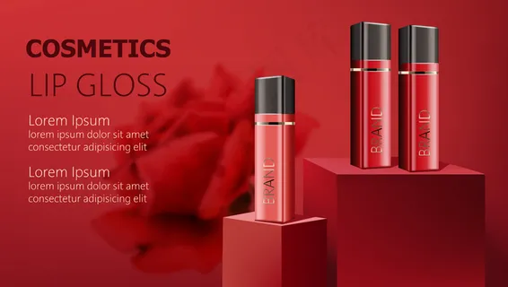 三张唇彩容器。现实的。放置文本