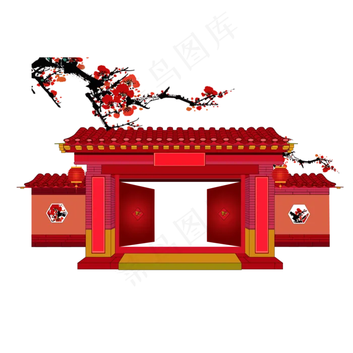 新年气氛传统建筑