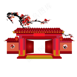 新年气氛传统建筑