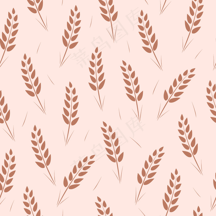 小麦穗的无缝图案。