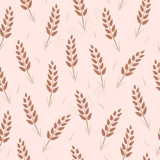 小麦穗的无缝图案。