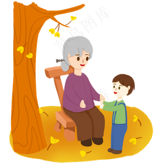 重阳节奶奶陪孙子玩