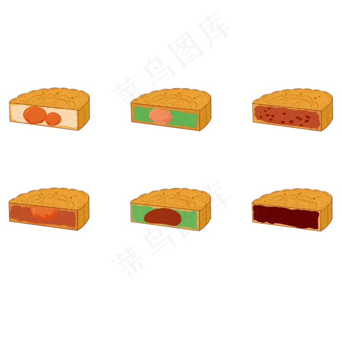 中秋节各种馅料月饼(3000X3000(DPI:300))psd模版下载