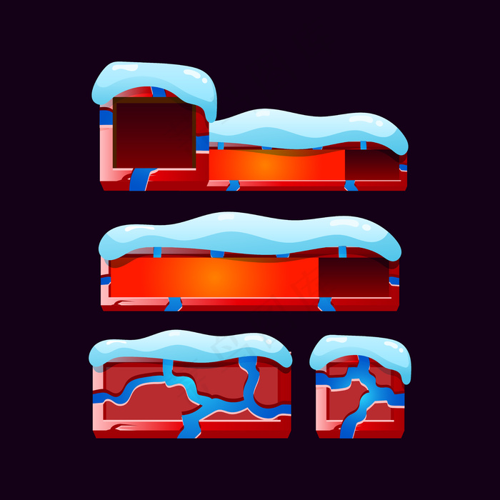 一组用于游戏ui资产元素的gui圣诞指示栏边框eps,ai矢量模版下载