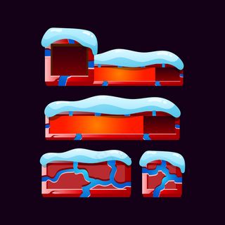 一组用于游戏ui资产元素的gui圣诞指示栏边框