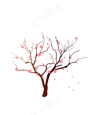 矢量手绘水墨梅花