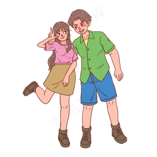 七夕情人节情侣谈恋爱