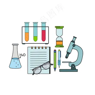实验室设置的化学菜肴，彩色矢量图。