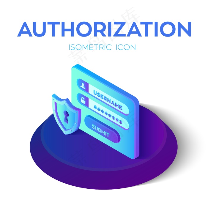使用密码进行授权登录。安全防护图标。access用户帐户的三维等轴测图标。受保护的登录窗体。eps,ai矢量模版下载