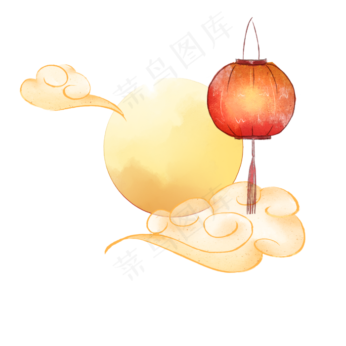 水彩风中秋节月圆