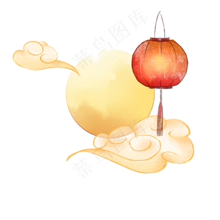 水彩风中秋节月圆